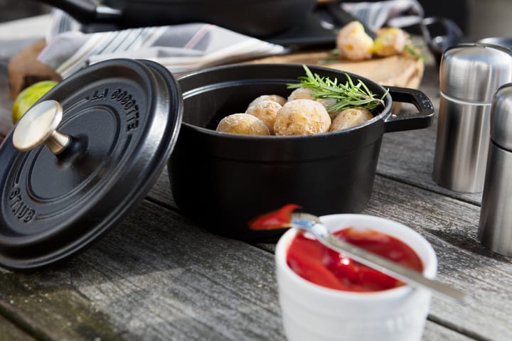 Staub La Cocotte rund gryta gjutjärn 1,2 L, Svart STAUB