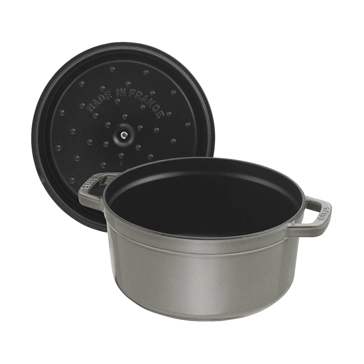 Staub La Cocotte rund gryta gjutjärn 12,6 L, Grafitgrå STAUB