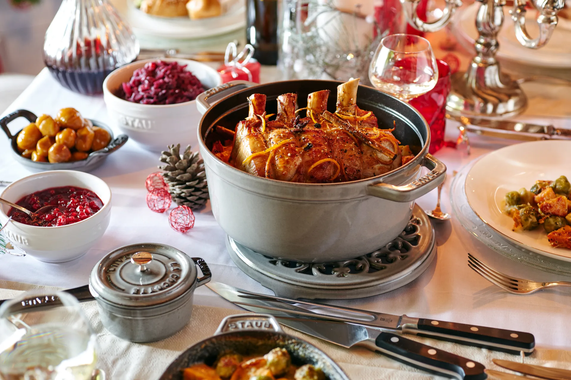 Staub La Cocotte rund gryta gjutjärn 12,6 L, Grafitgrå STAUB