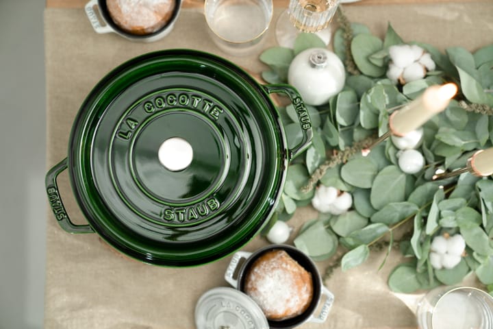 Staub La Cocotte rund gryta gjutjärn 2,6 L, Basilikagrön STAUB