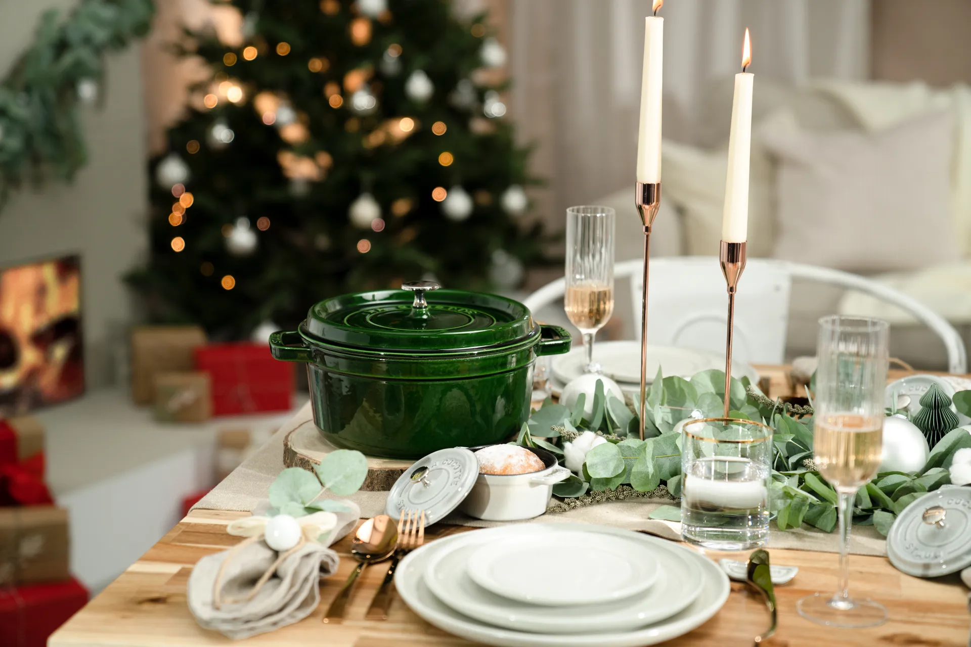 Staub La Cocotte rund gryta gjutjärn 2,6 L, Basilikagrön STAUB