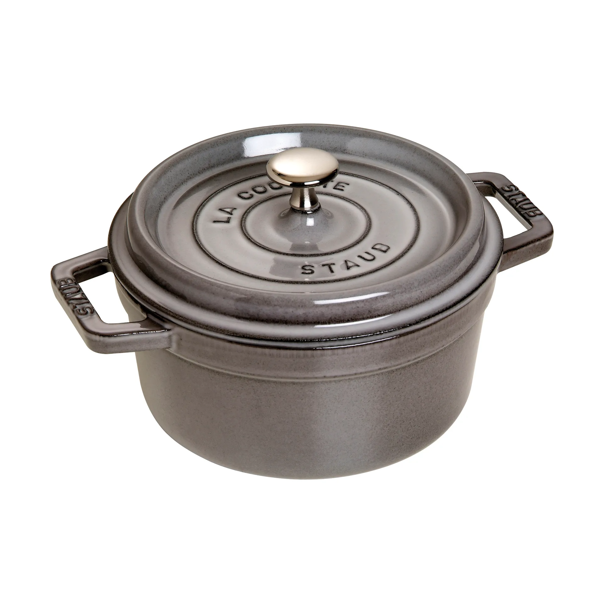 Staub La Cocotte rund gryta gjutjärn 2,6 L, Grafitgrå STAUB