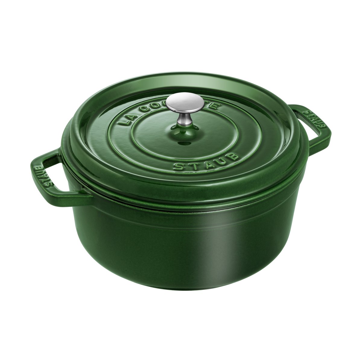 Staub La Cocotte rund gryta gjutjärn 3,8 L Basilikagrön