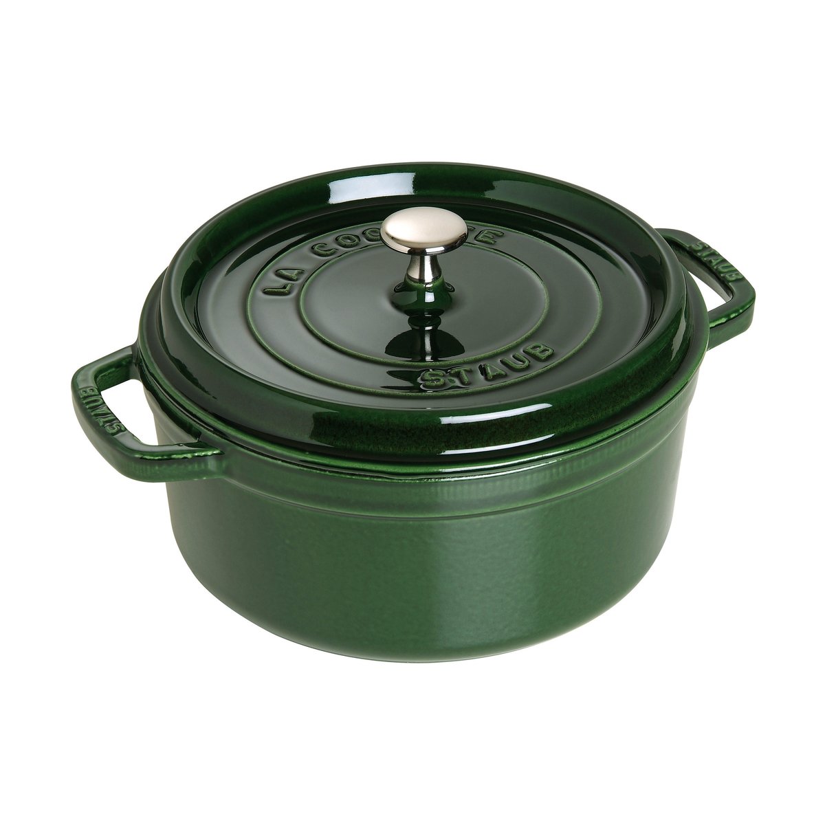 Staub La Cocotte rund gryta gjutjärn 5,2 L Basilikagrön