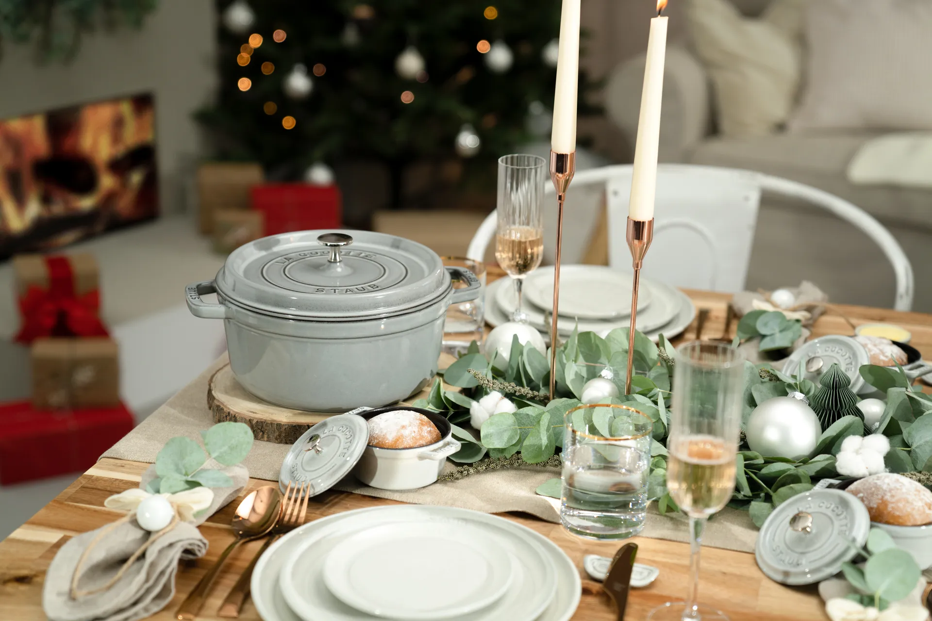 Staub La Cocotte rund gryta gjutjärn 8,4 L, Grafitgrå STAUB