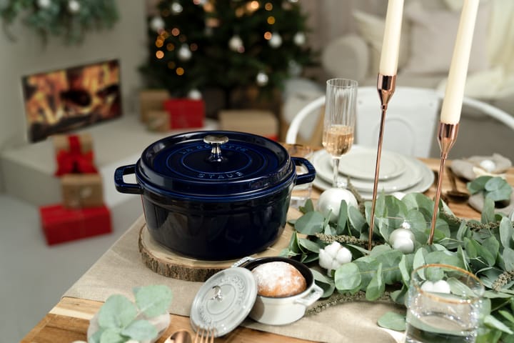Staub La Cocotte rund gryta gjutjärn 8,4 L, Mörkblå STAUB