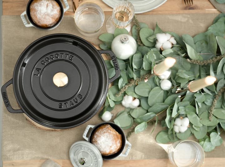 Staub La Cocotte rund gryta gjutjärn 8,4 L, Svart STAUB