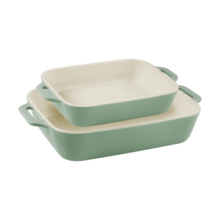 Staub rektangulär gjutjärn ugnsformsset 2 delar, Eukalyptus STAUB