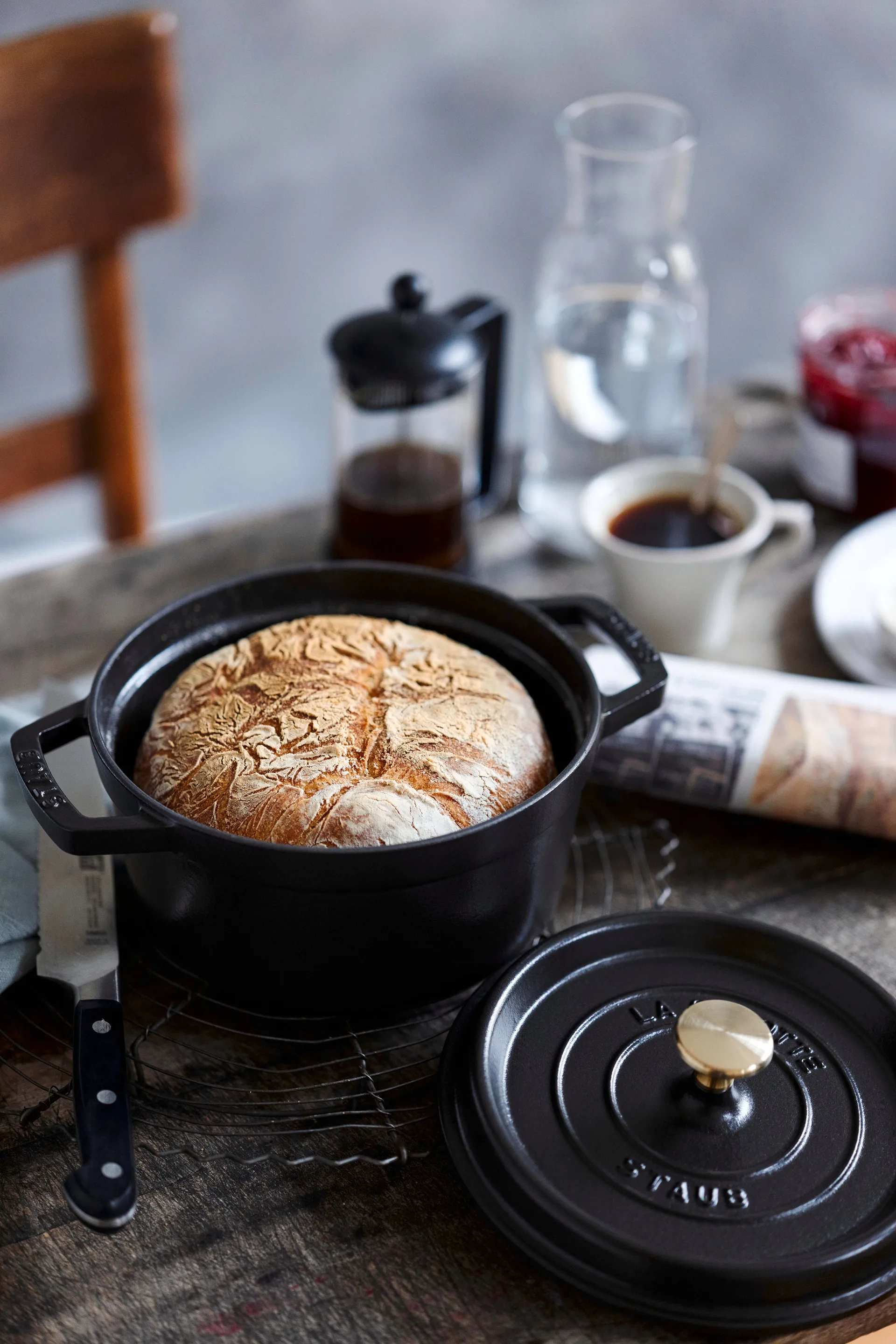 Staub rund gryta i gjutjärn 3,8 l, svart STAUB