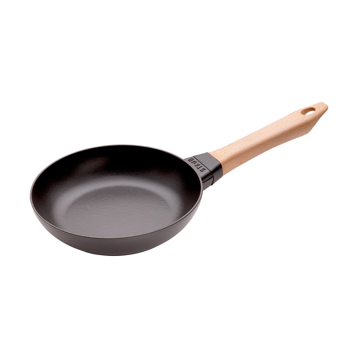 Staub stekpanna gjutjärn svart ljust trähandtag Ø20 cm