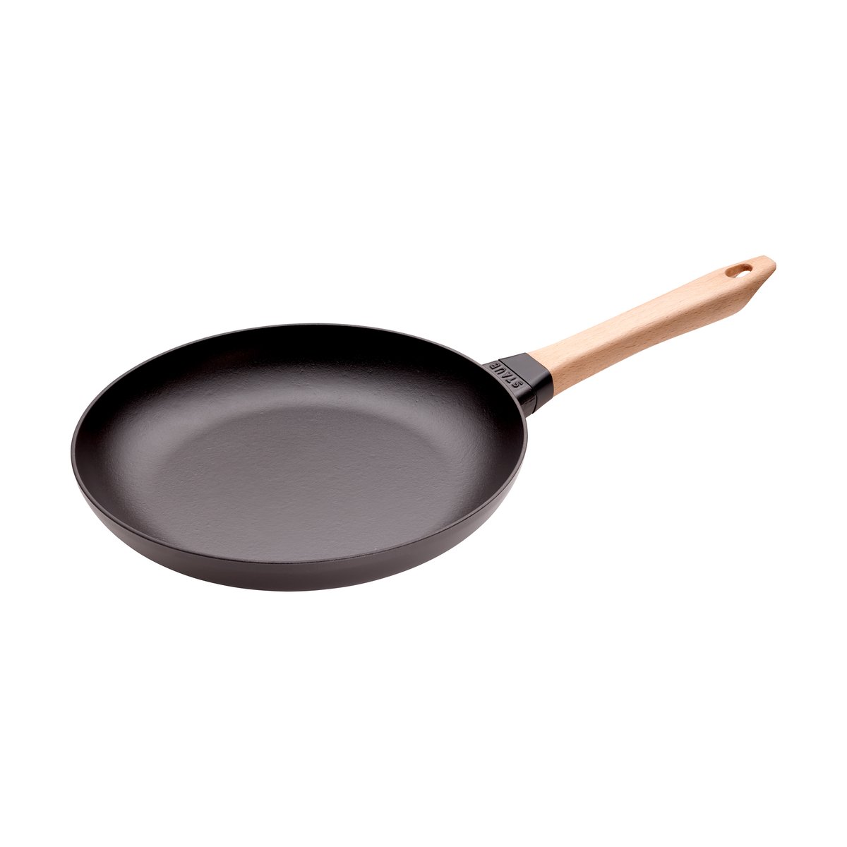 Staub stekpanna gjutjärn svart ljust trähandtag Ø28 cm