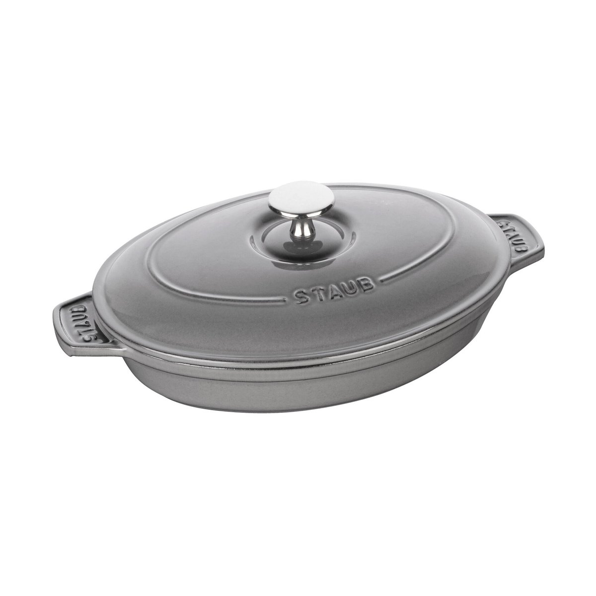 Staub ugnsform gjutjärn med lock oval 23 cm Grafitgrå