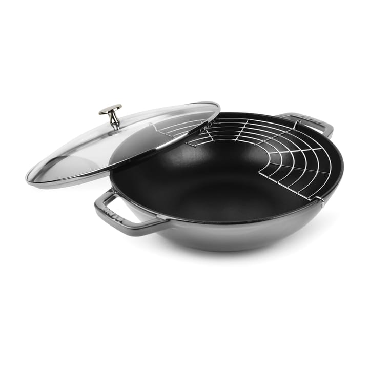 Wok med glaslock Ø30 cm 4,4 L - Grå - STAUB