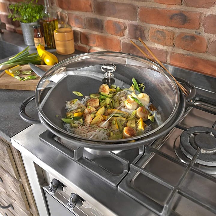 Wok med glaslock Ø37 cm 5,7 L - Grå - STAUB