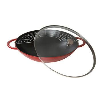 Wok med glaslock Ø37 cm 5,7 L - Röd - STAUB