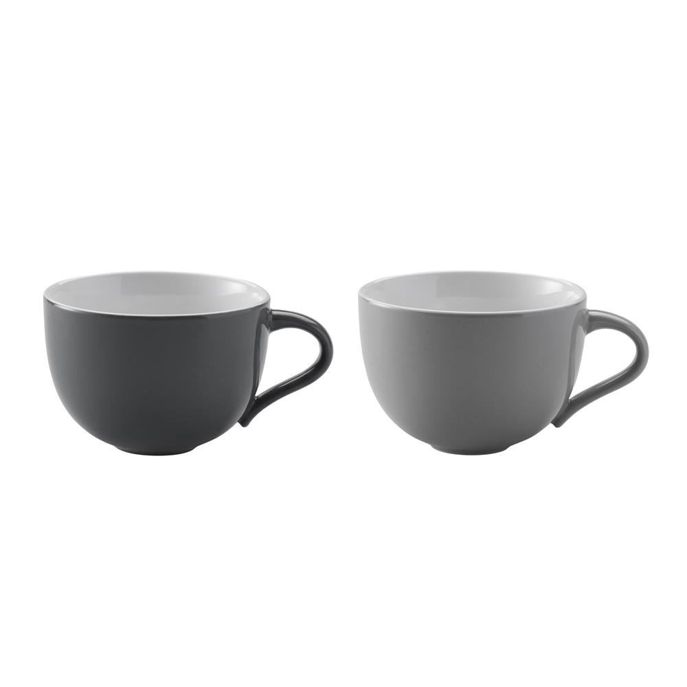 Två Emmakoppar från Stelton. Grå koppar. Designer: Ulrik Nordentoft