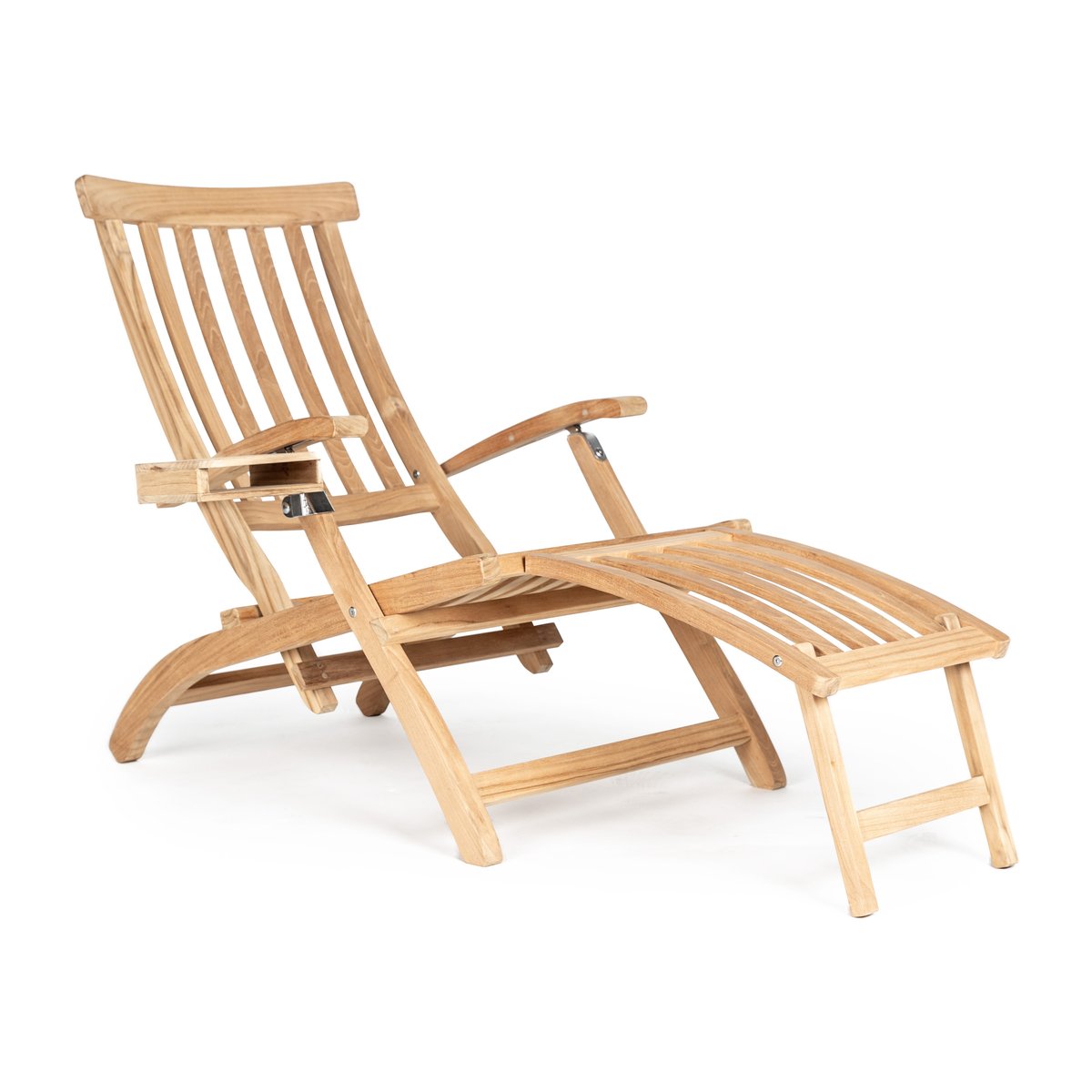 Stockamöllan Lobby däckstol teak Inkl. bricka och regnskydd