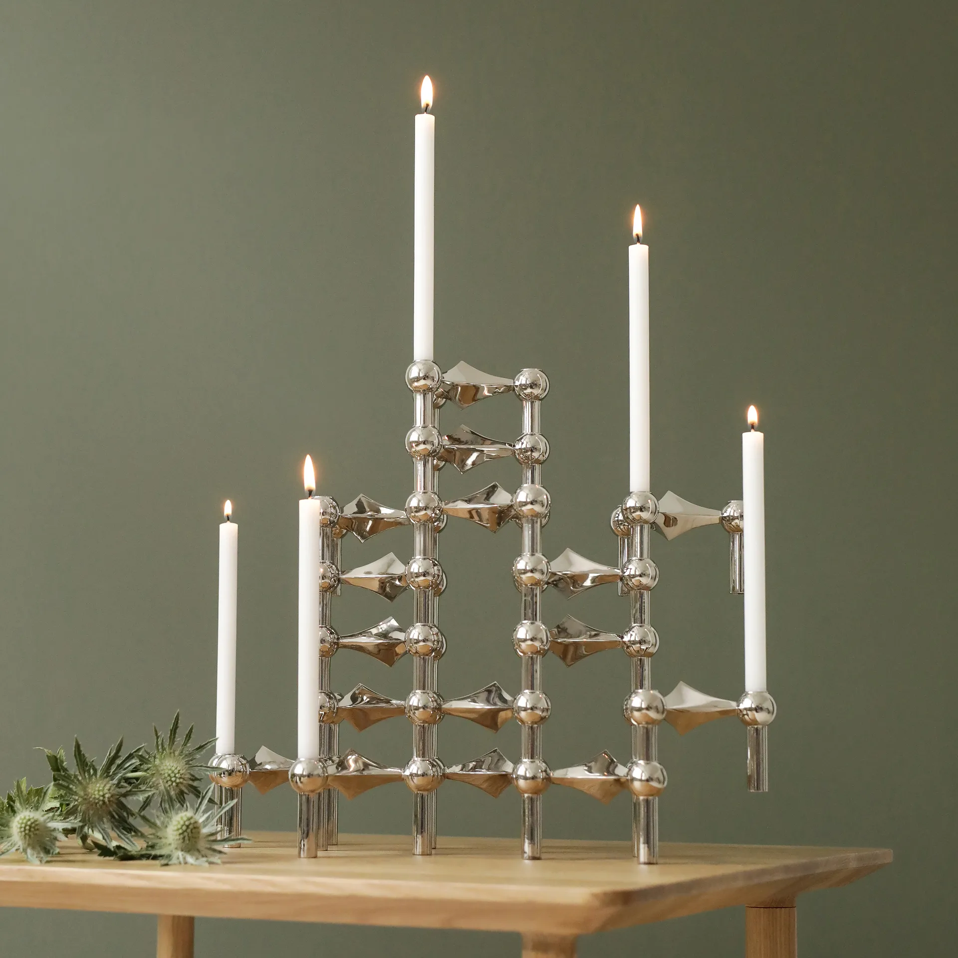 STOFF Nagel ljusstake 3-pack, krom STOFF