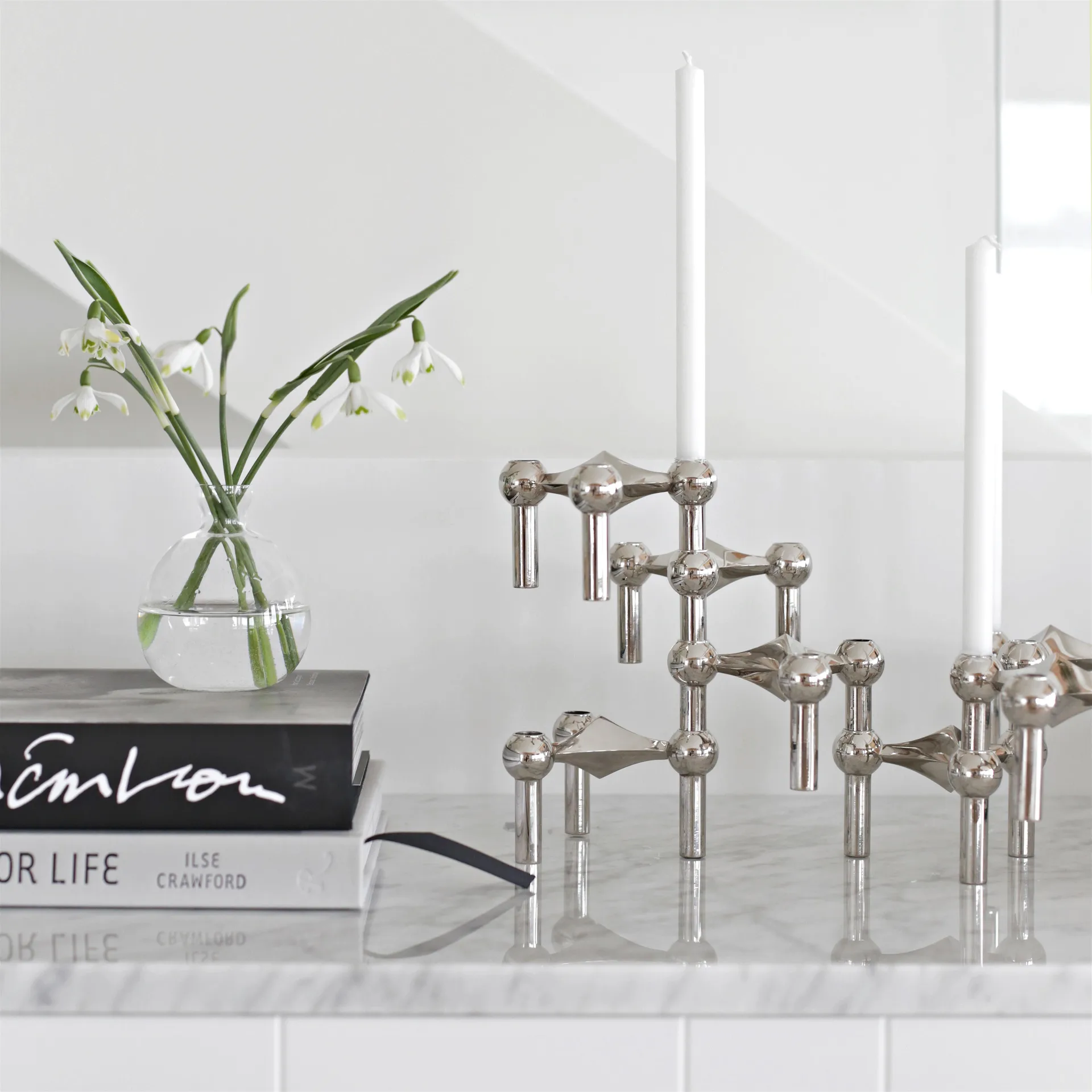 STOFF Nagel ljusstake 3-pack, krom STOFF