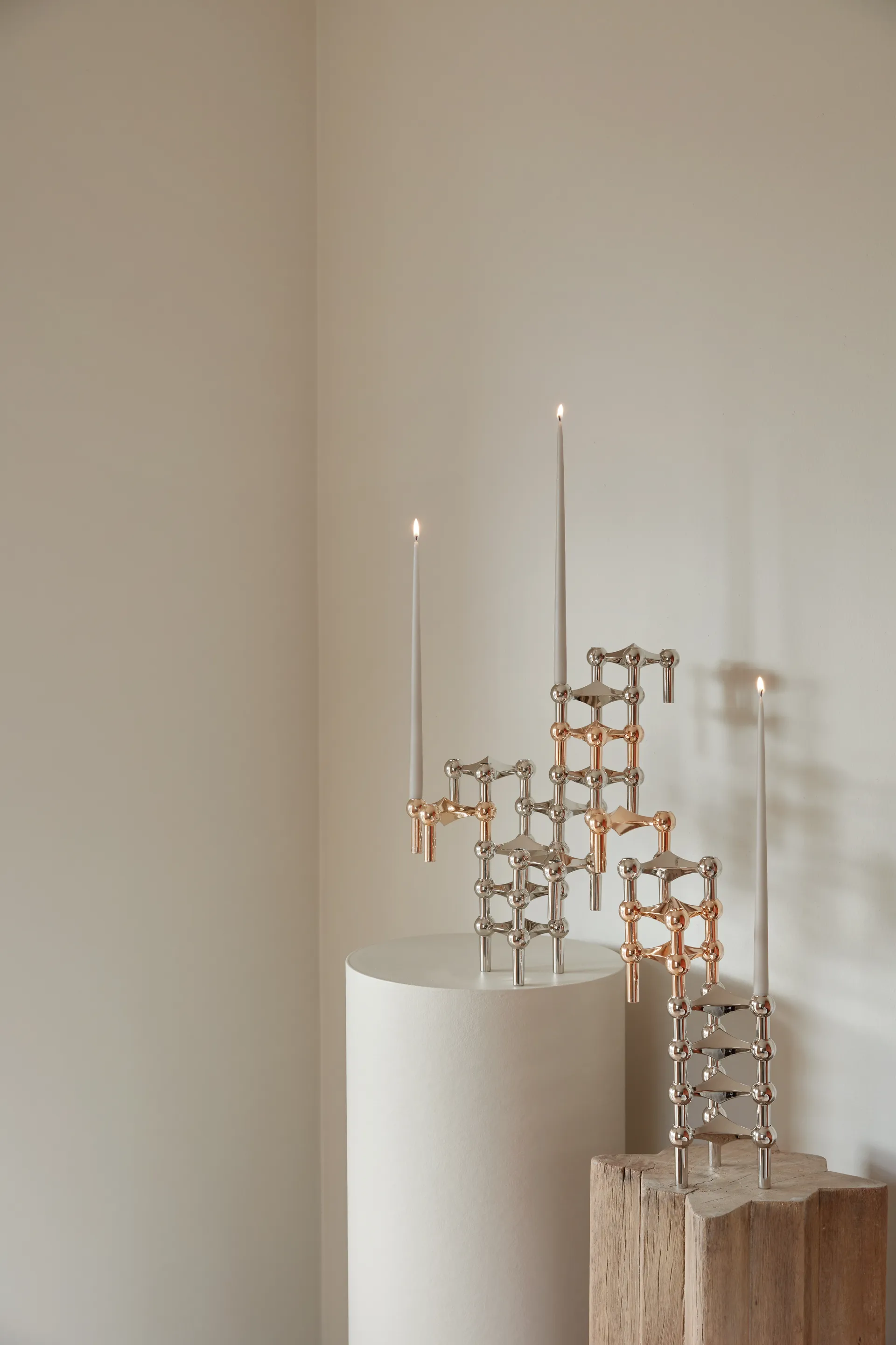 STOFF Nagel ljusstake 3-pack, Roséguld STOFF