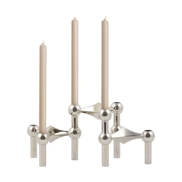 STOFF Nagel ljusstake krom 3-pack + Beige ljus 12-pack - STOFF