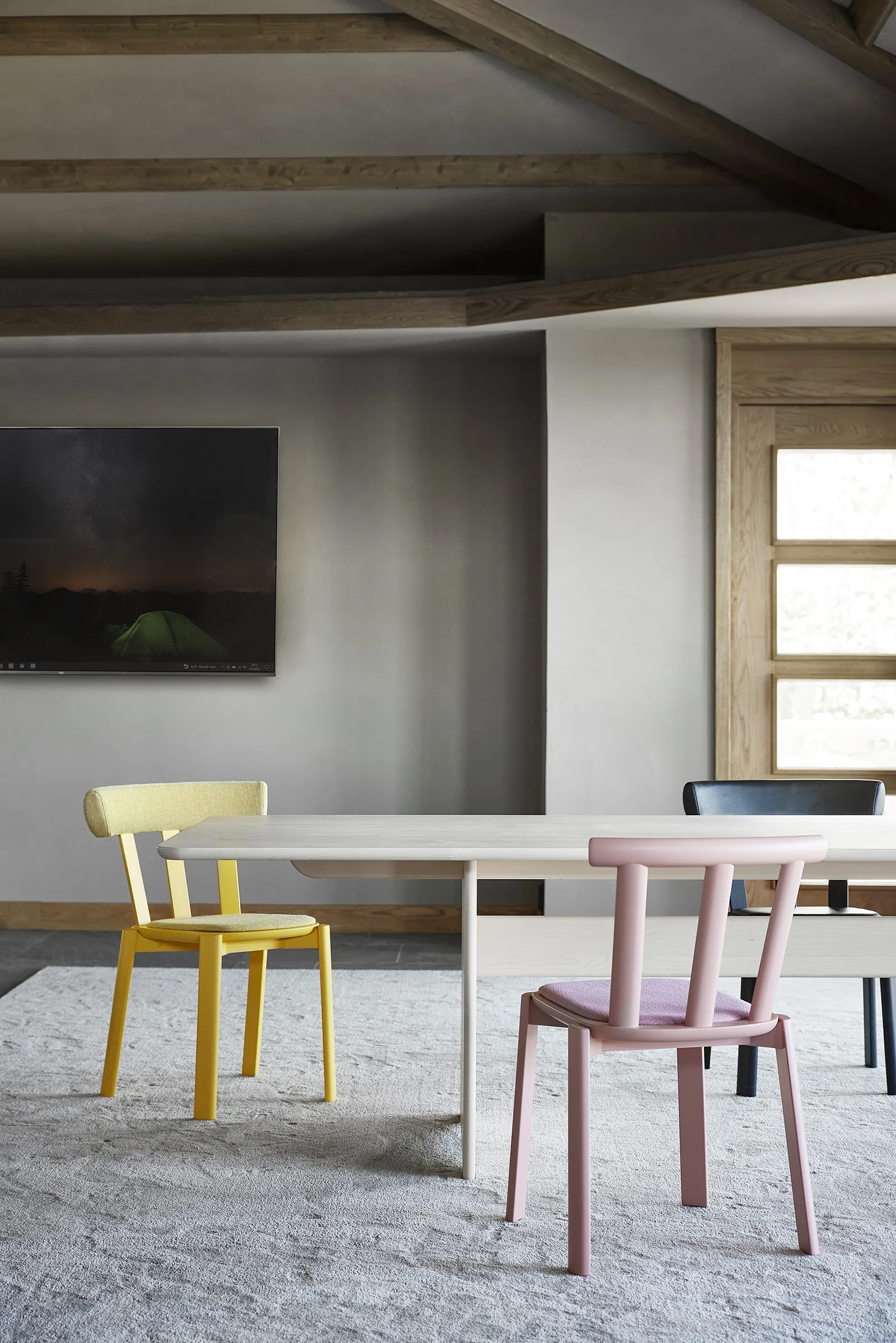 Alt bord 320x110 cm björk, Ljus mattlack Stolab
