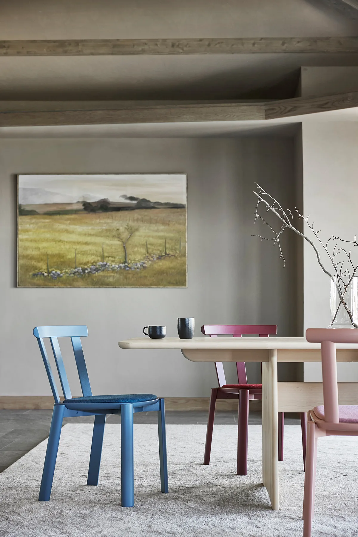 Alt stol klädd sits björk, Hallingdal 65-754 blue-östersjöblå 28 Stolab