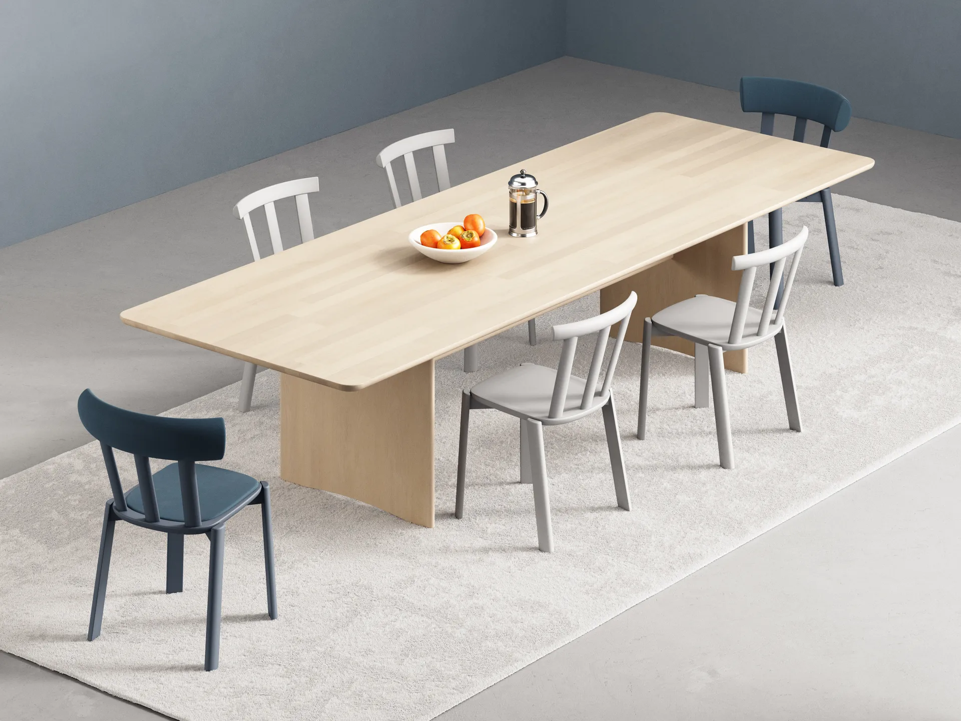 Alt stol klädd sits björk, Vidar 4, 733 blue-åska 66 Stolab