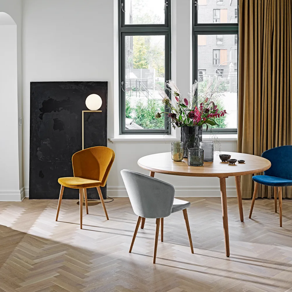 Miss Tailor bord Ø90 cm, ek naturell olja, fast skiva Stolab