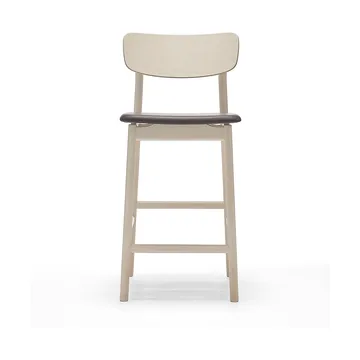 Prima Vista barstol - Läder Elmosoft mörkbrun-ljust mattlackat björkstativ, 65 cm - Stolab