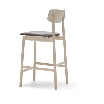 Prima Vista barstol - Läder Elmosoft mörkbrun-ljust mattlackat björkstativ, 65 cm - Stolab