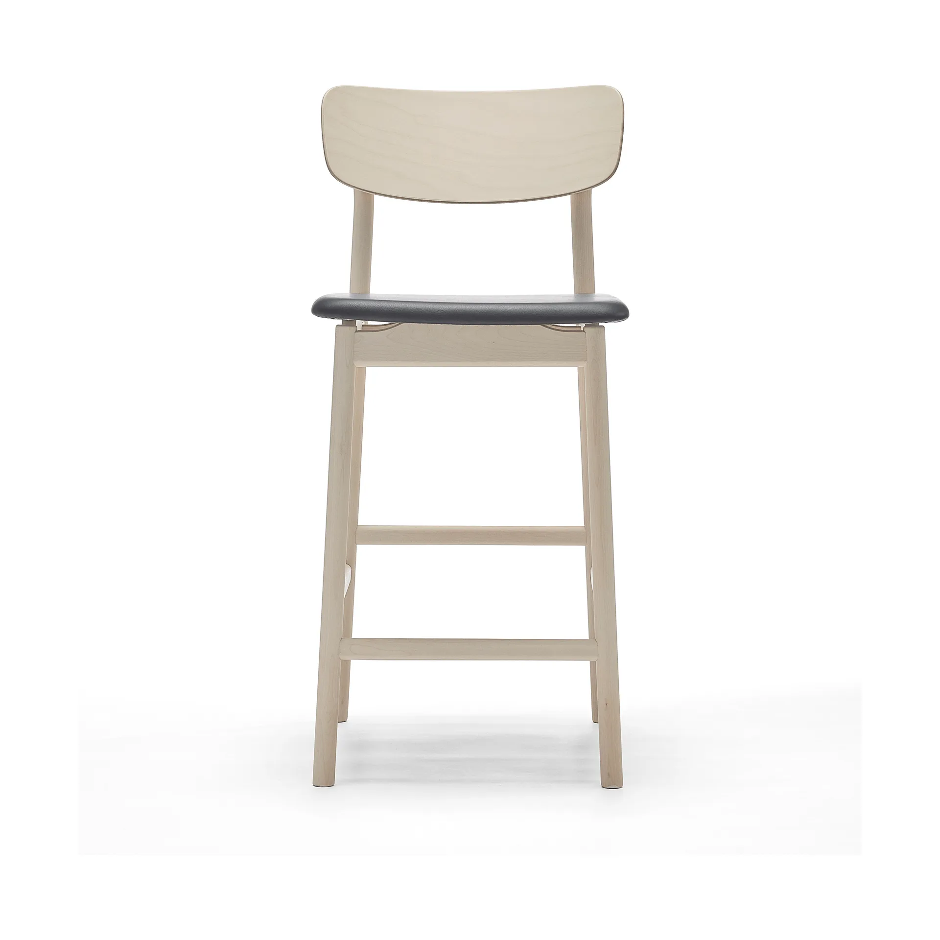Prima Vista barstol, Läder Elmosoft svart-ljust mattlackat björkstativ, 65 cm Stolab