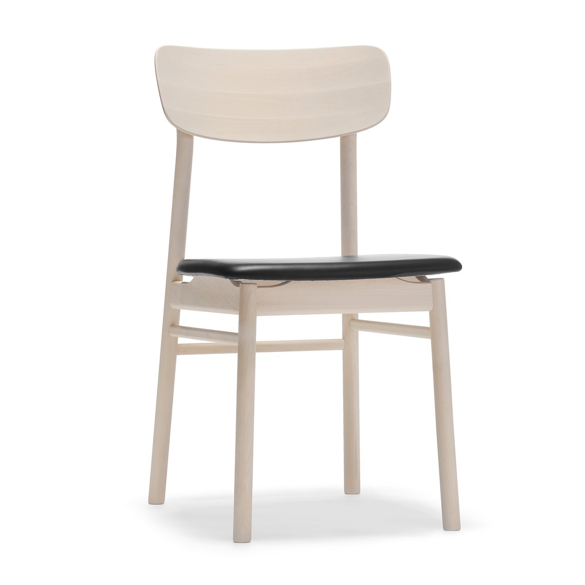 Stolab Prima Vista stol björk ljus mattlack Läder Elmotique VII 99001 black