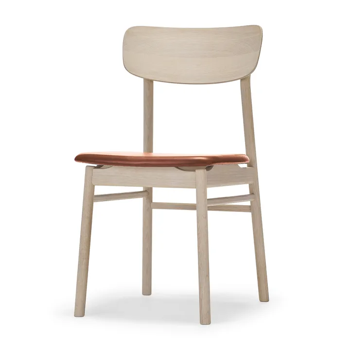 Prima Vista stol - Läder Elmosoft cognac-björk ljus mattlack - Stolab