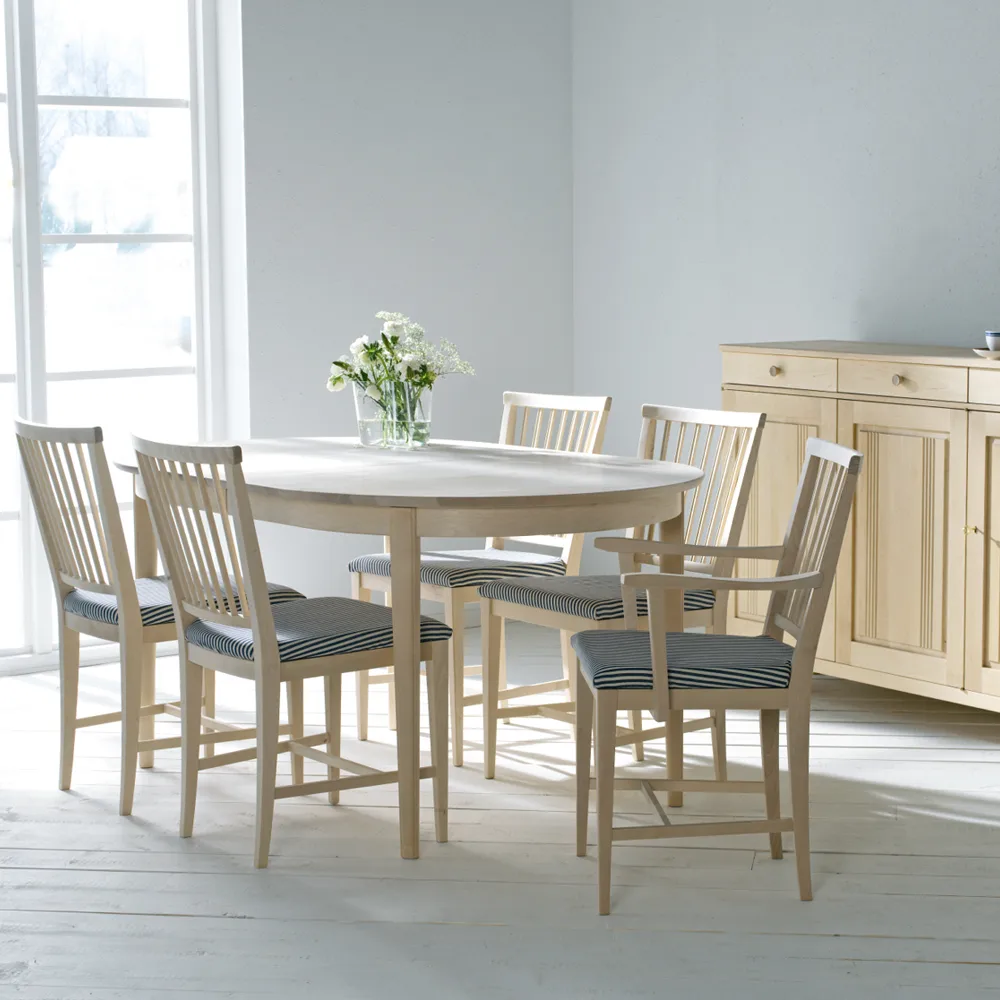 Vardags matbord 160x100 cm, björk ljus mattlack, 1 ilägg Stolab