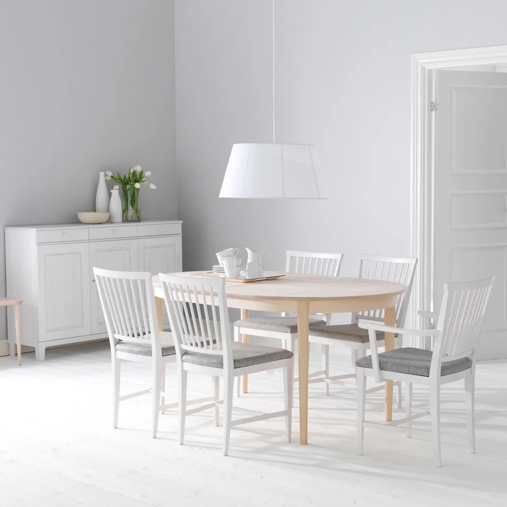 Vardags matbord 160x100 cm, björk ljus mattlack, 1 ilägg Stolab