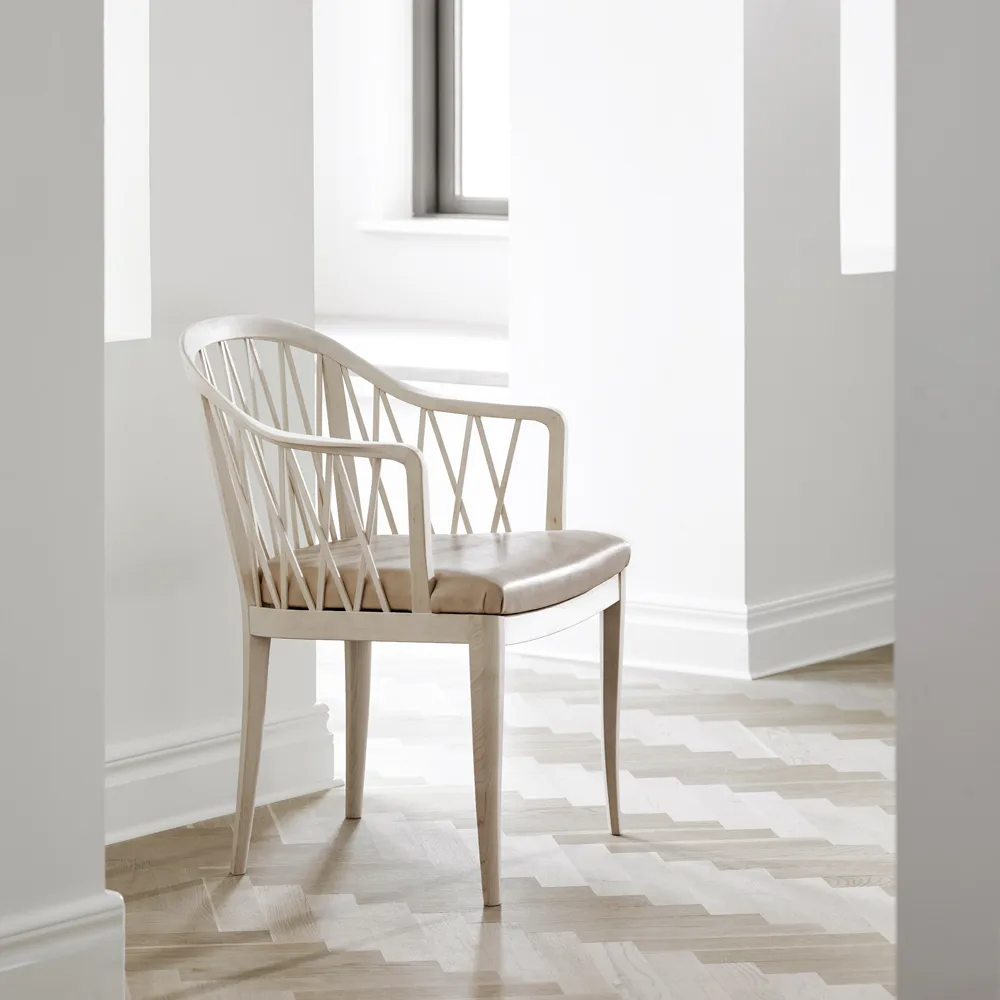 Widemar karmstol, läder tärnsjö natur, oljad björk Stolab