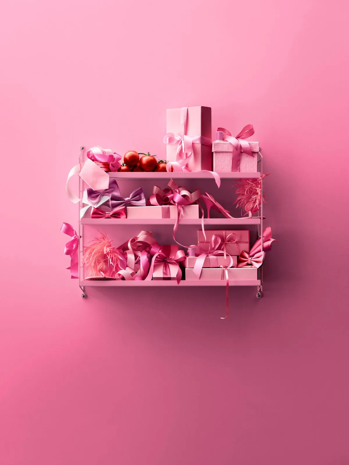 String Pocket hylla metall, Fuchsia-fuchsia String