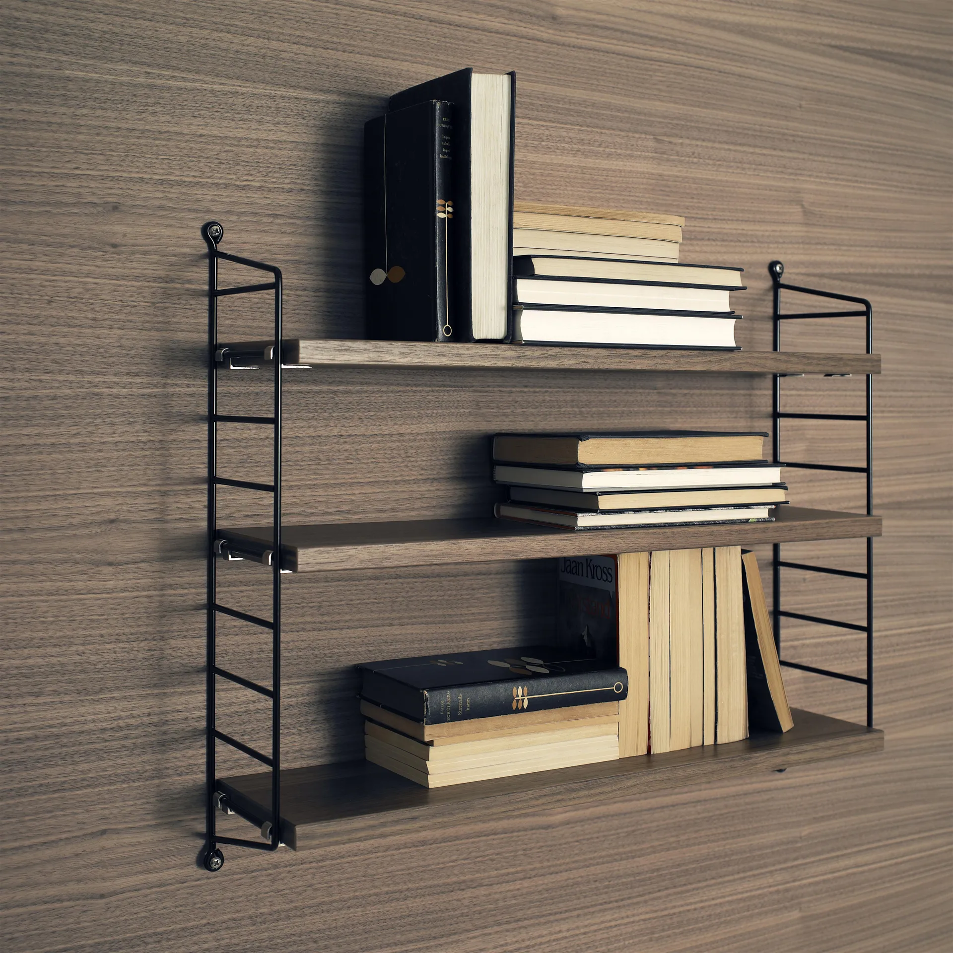 String Pocket hylla valnöt-svart, valnöt-svart String