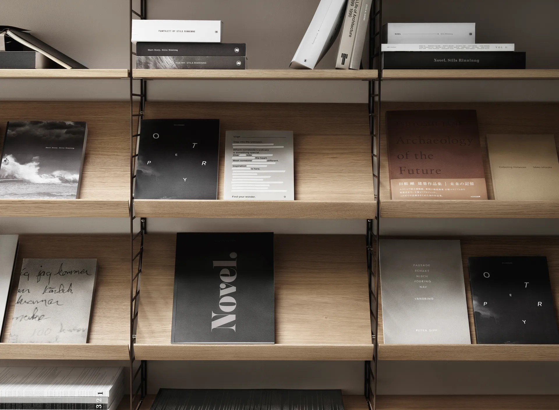 String tidskriftshylla trä, ek, 58x30 cm String