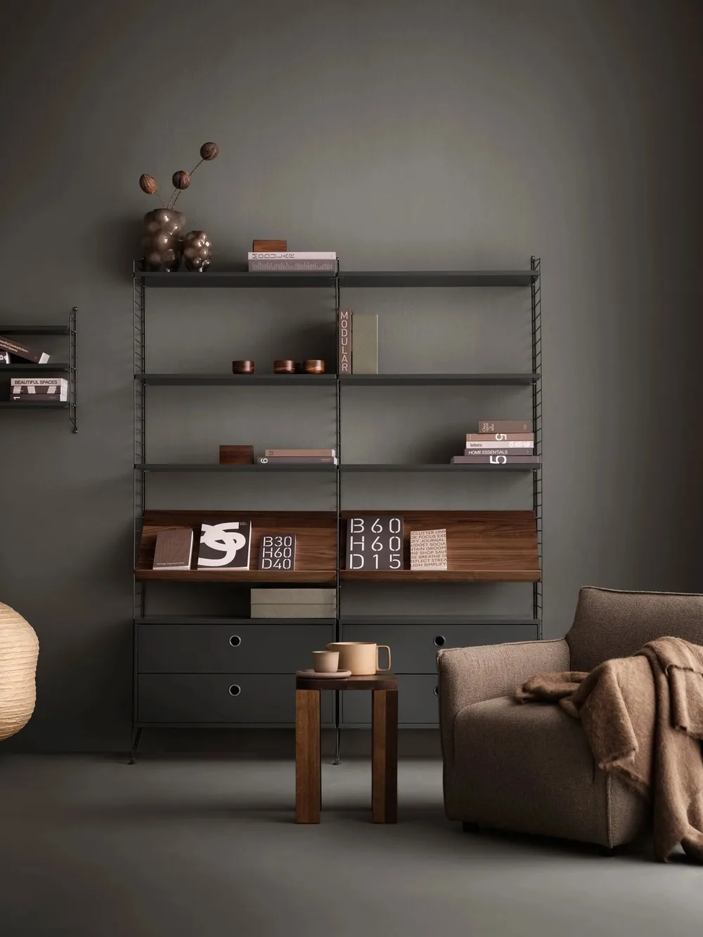 String väggavel, Mörkgrå, 50x30 cm, 2-pack String