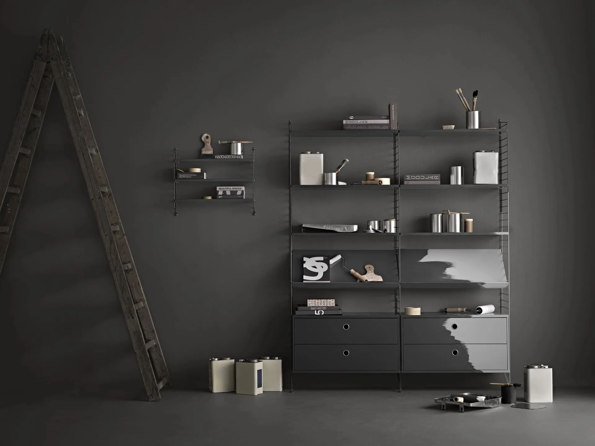 String väggavel, Mörkgrå, 75x30 cm, 2-pack String