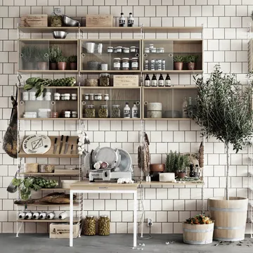 String vitrinskåp - Ask svartbets, 78x30 cm - String