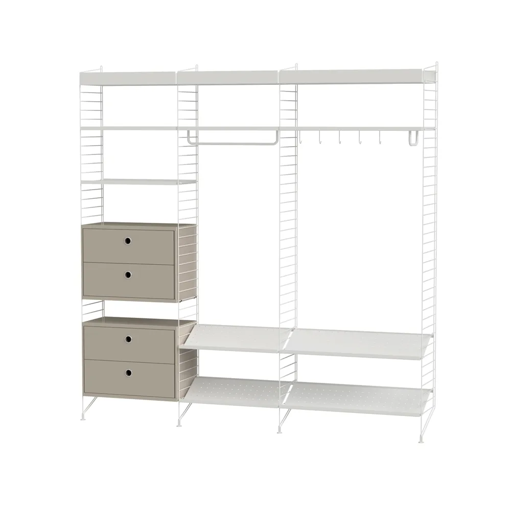 Stringhylla hall vit & beige - Kombination P,  String