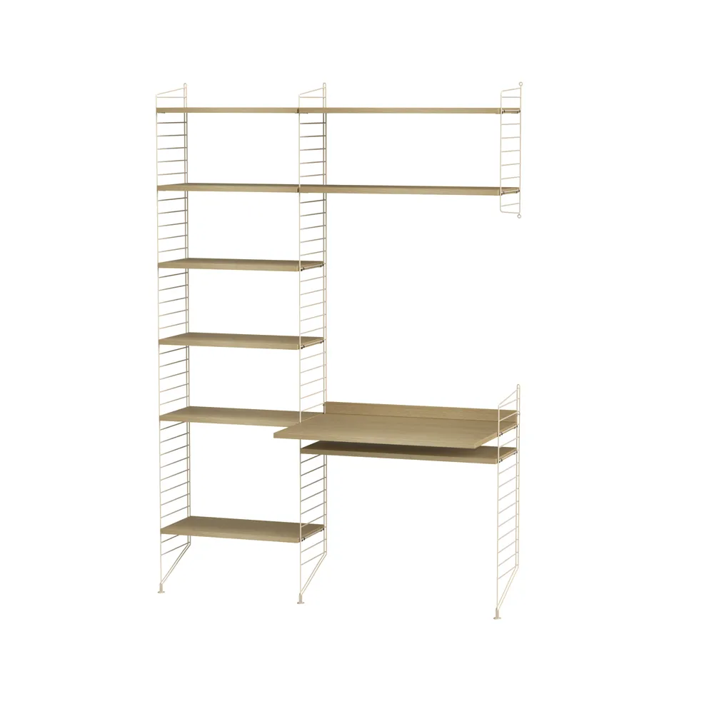 Stringhylla sovrum ek & beige - Kombination G,  String