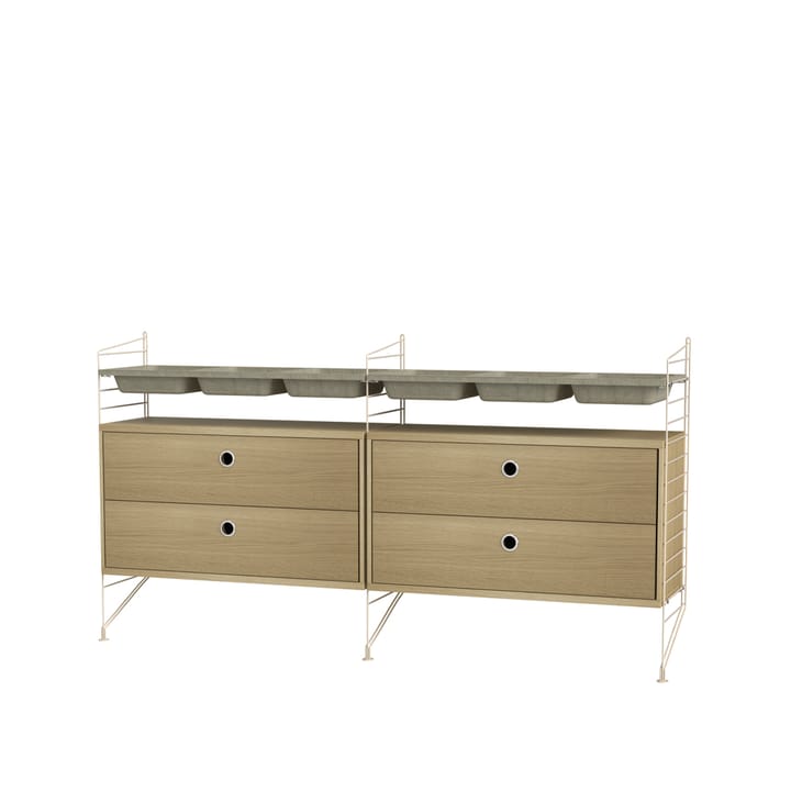 Stringhylla sovrum ek & beige - Kombination G - undefined - String