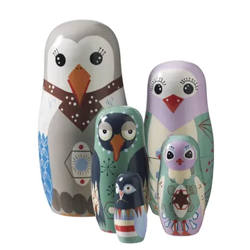 Bird family babushkadockor - multi 5-pack - Superliving