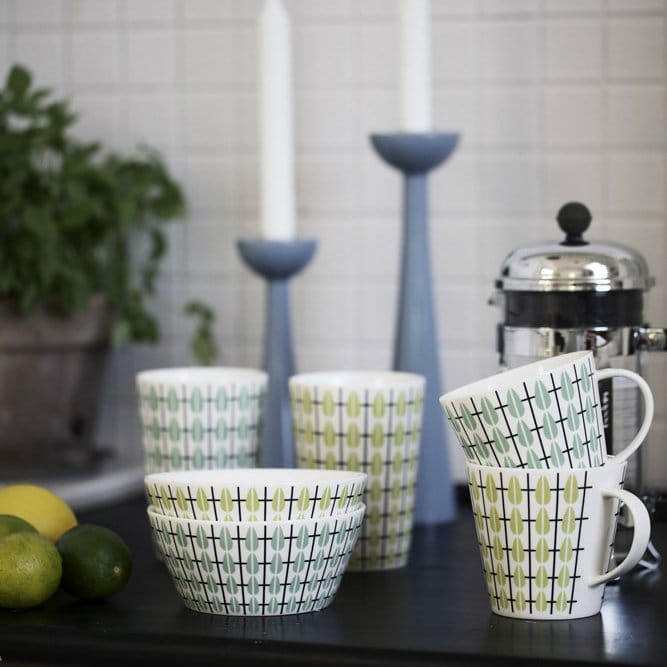 Olivia mugg, vit-limegrön Superliving