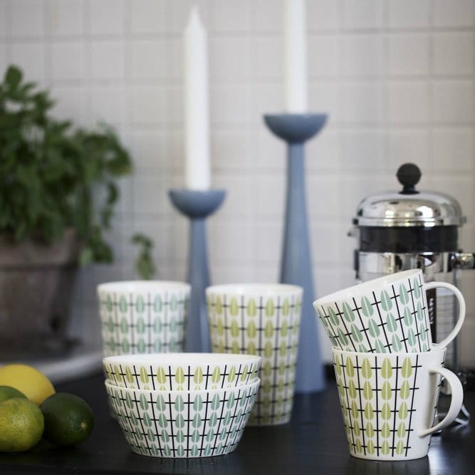 Olivia skål, vit-limegrön Superliving