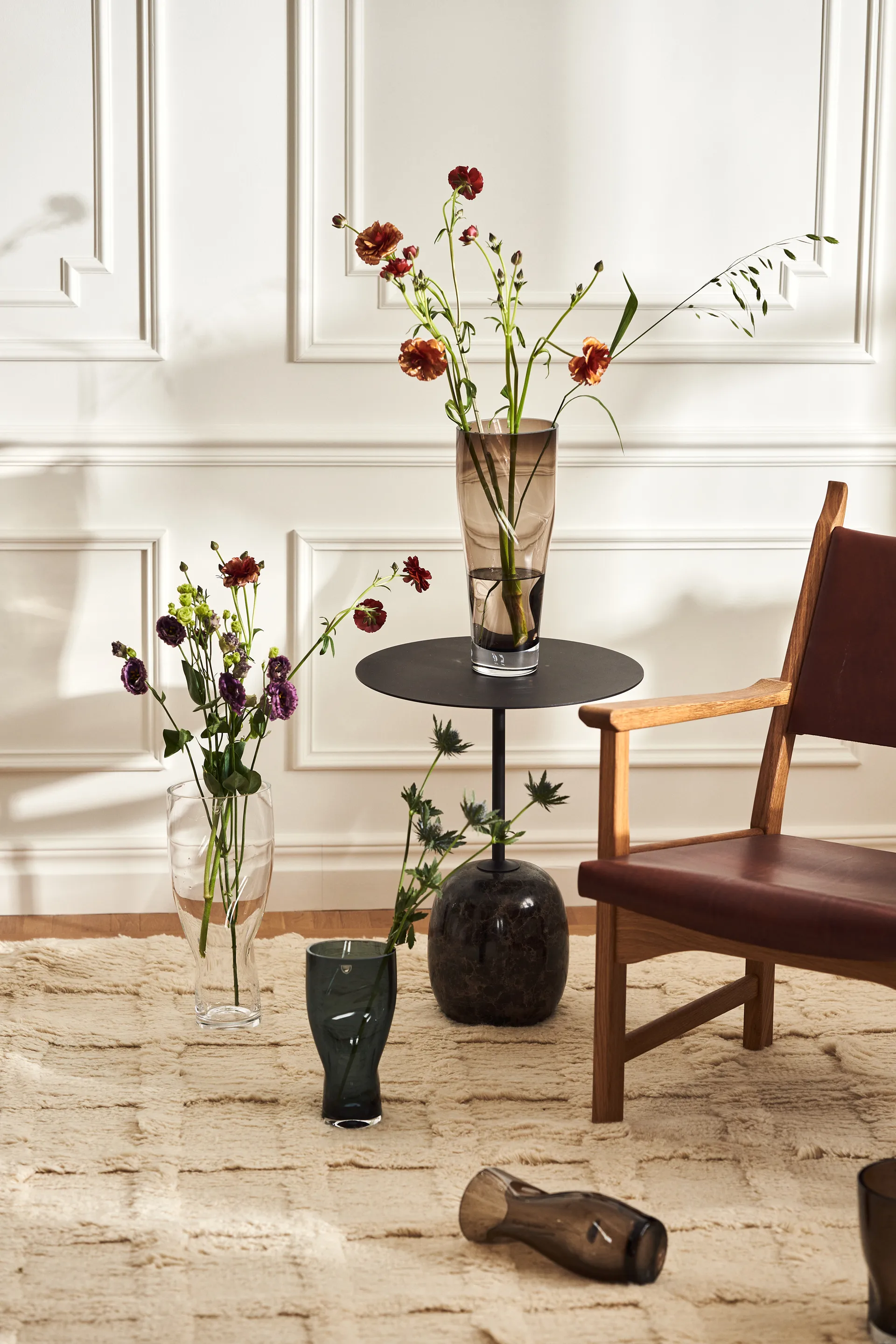 Caryngo fåtölj, Oljad ek-läder rödbrun Swedese